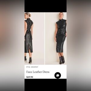Elegant Black faux leather Dress
Belt not included
